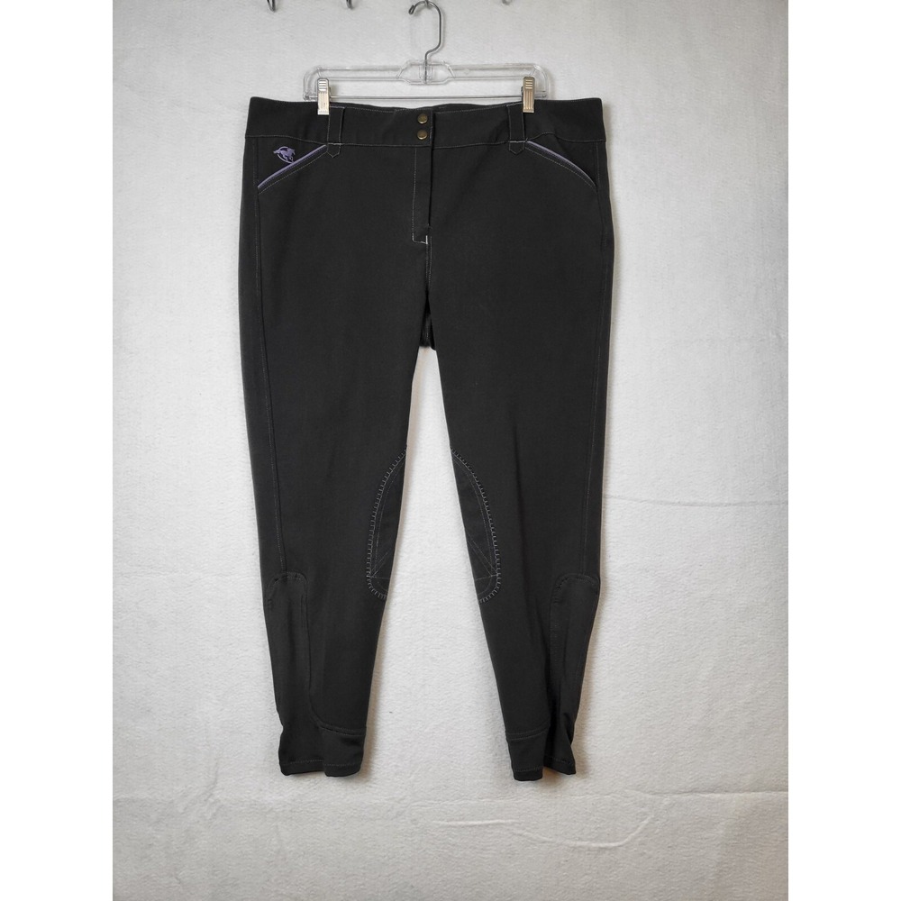 Piper SmartPak Women's Charcoal Purple Stretch Breeches‎ Horse Riding Pants 42R